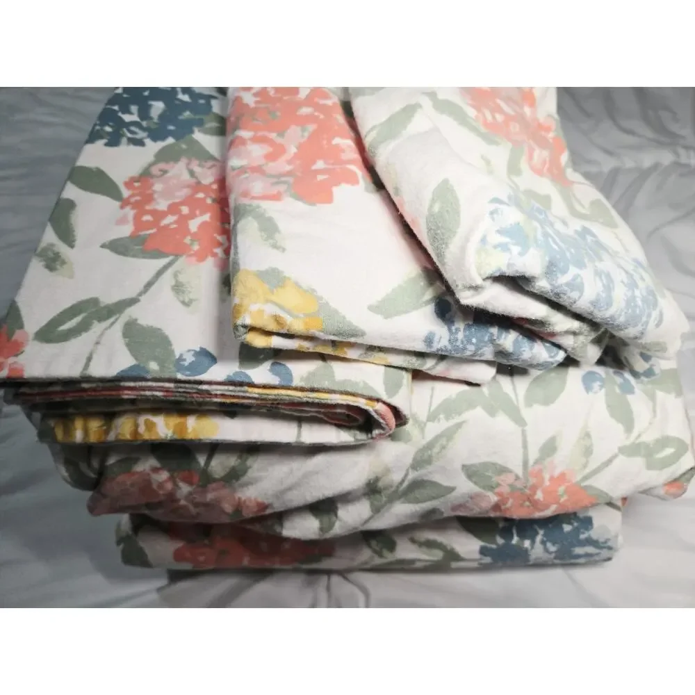 Garnet Hill Cotton Fleece Queen Set Tabitha Floral 5 Pcs Portugal Bedding Garden